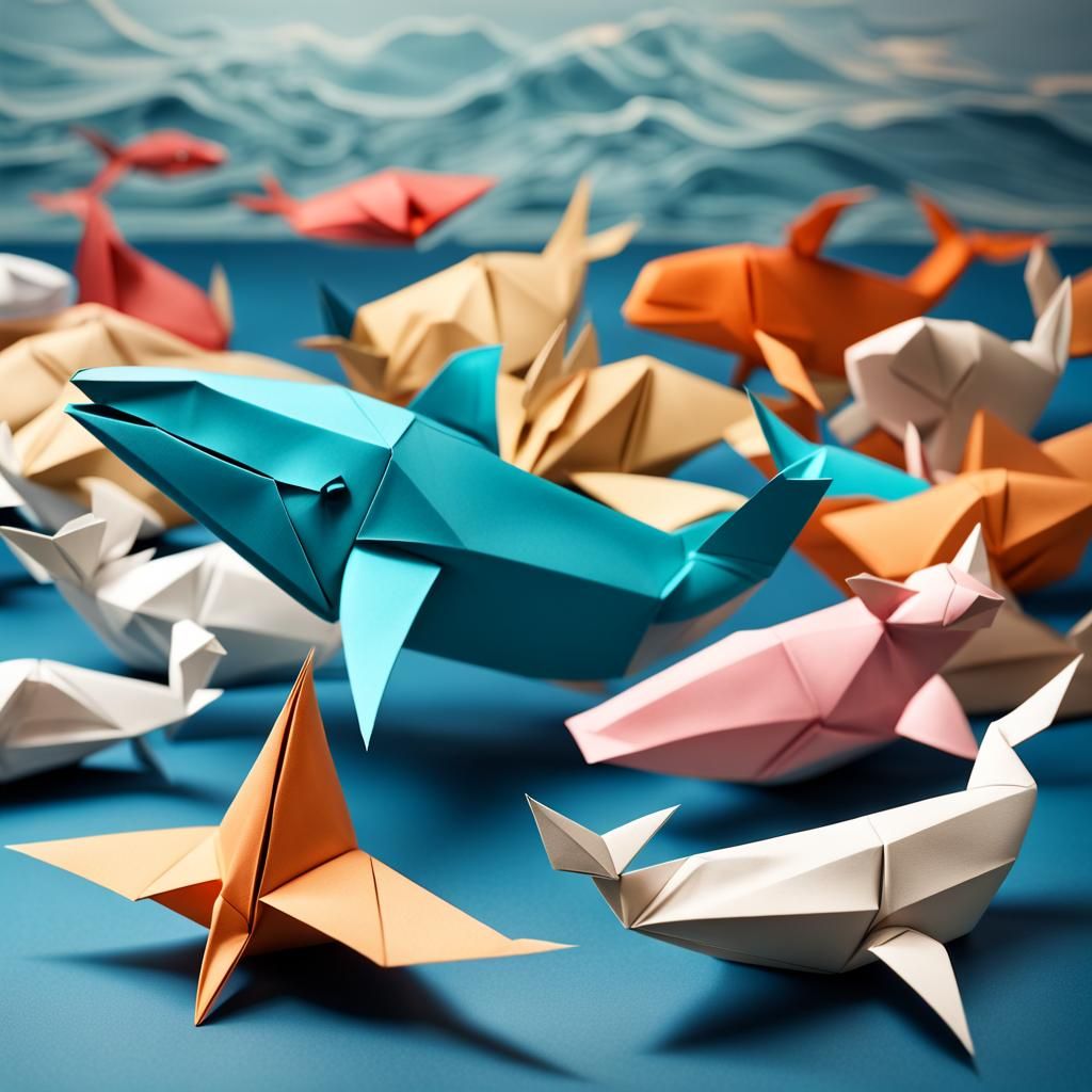 Origami Ocean Scene with Paper Animals