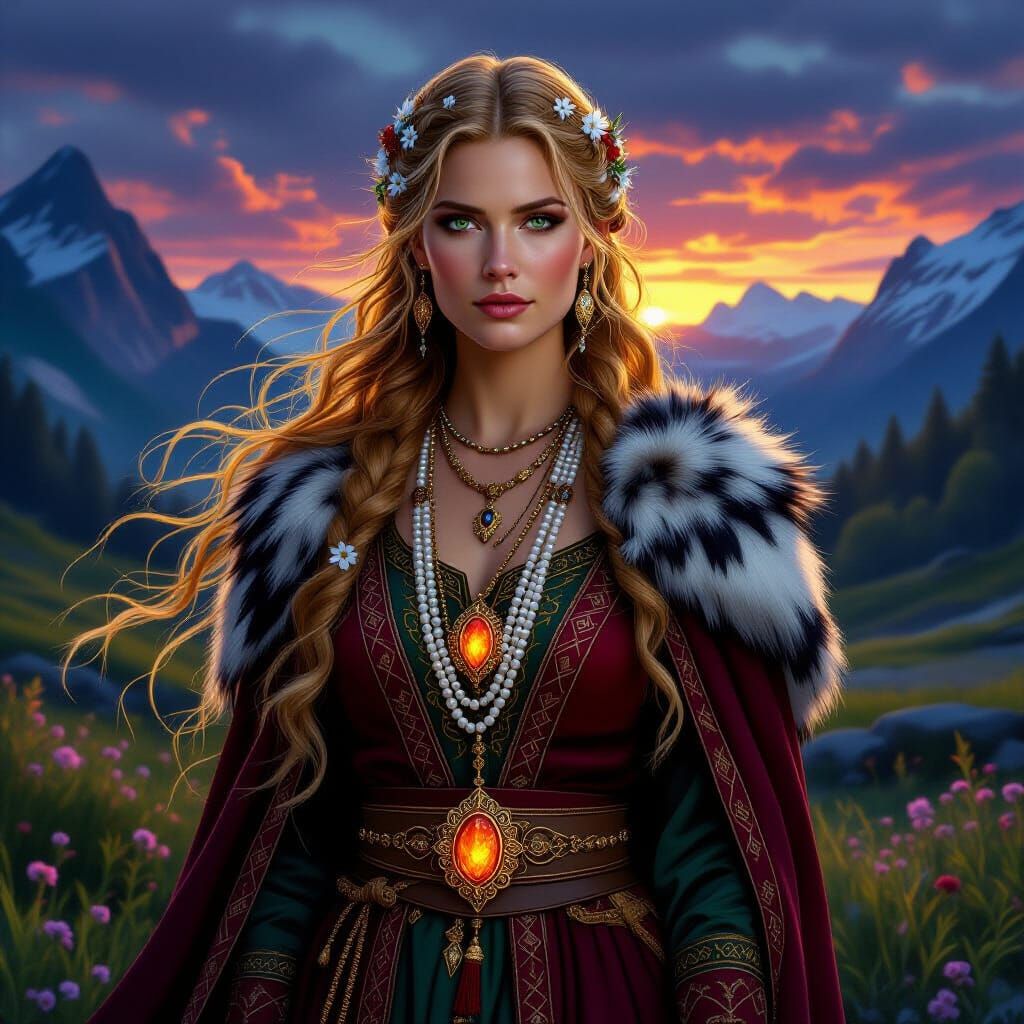 Freyja, Norse Goddess of Love and Magic, in Nordic Twilight