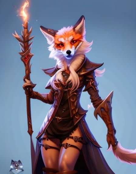 Fox Witch JRPG Character Concept in High Poly
