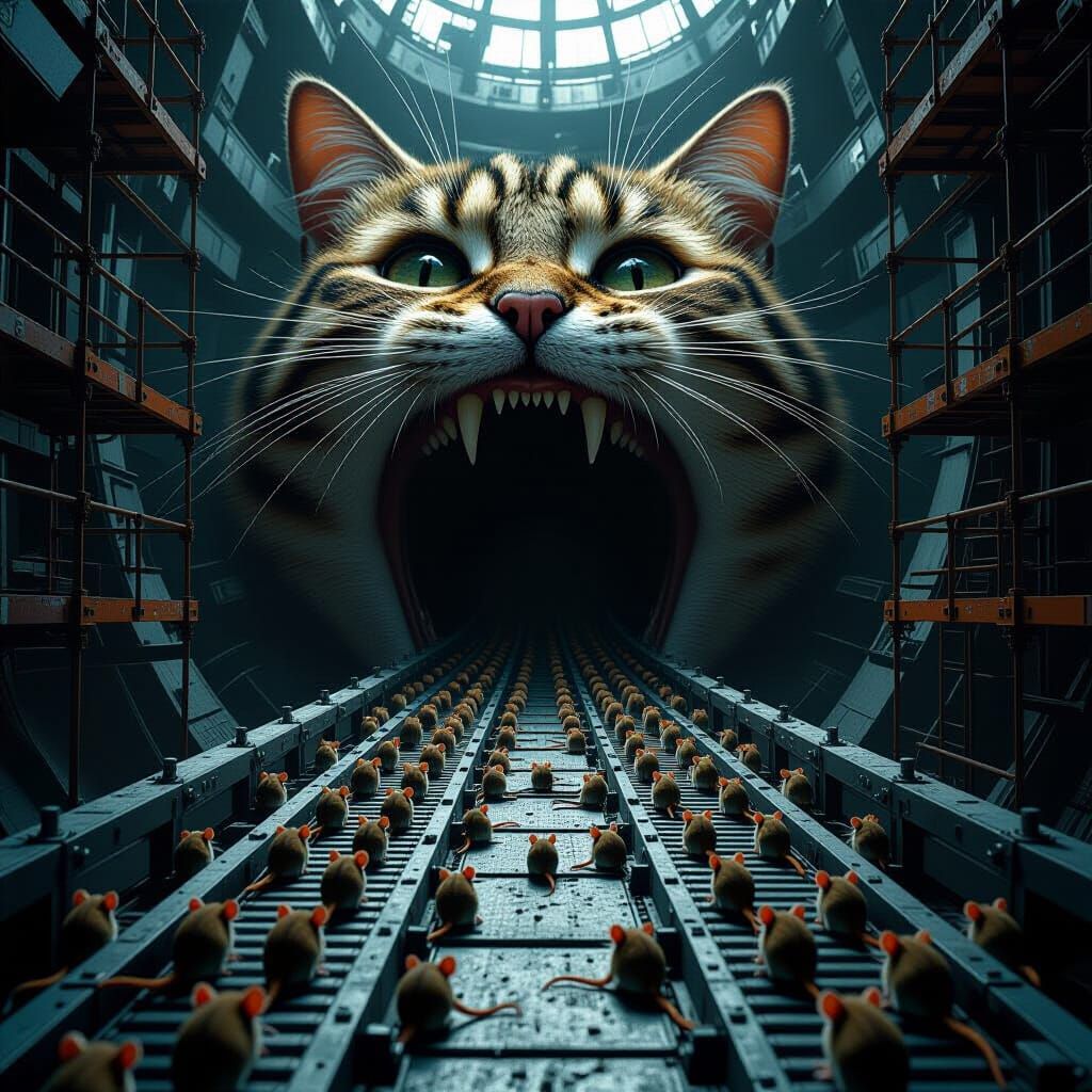 Gigantic Cat Mouth as Factory Entrance: Surreal Concept Art