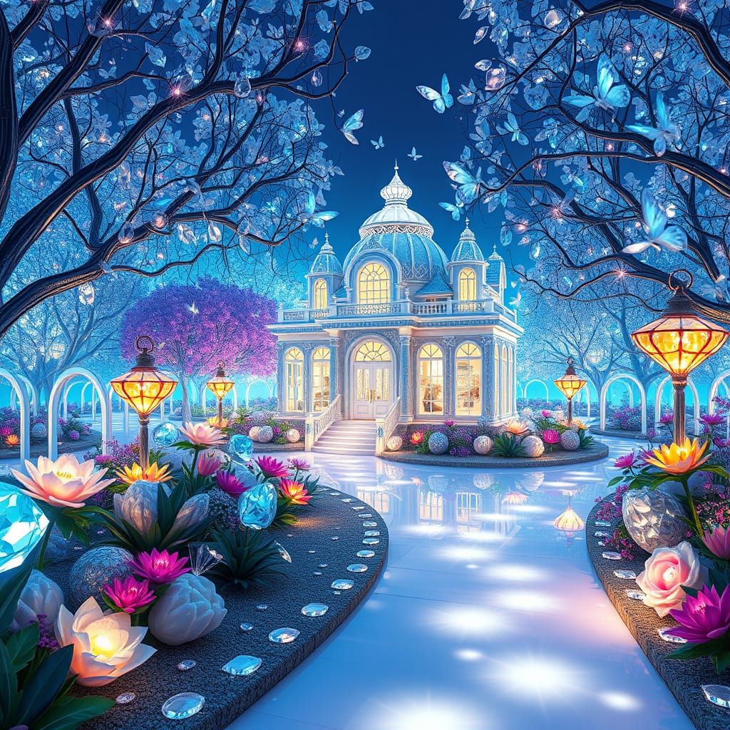 Diamond Crystal Garden: A Surreal Gemstone Fantasy