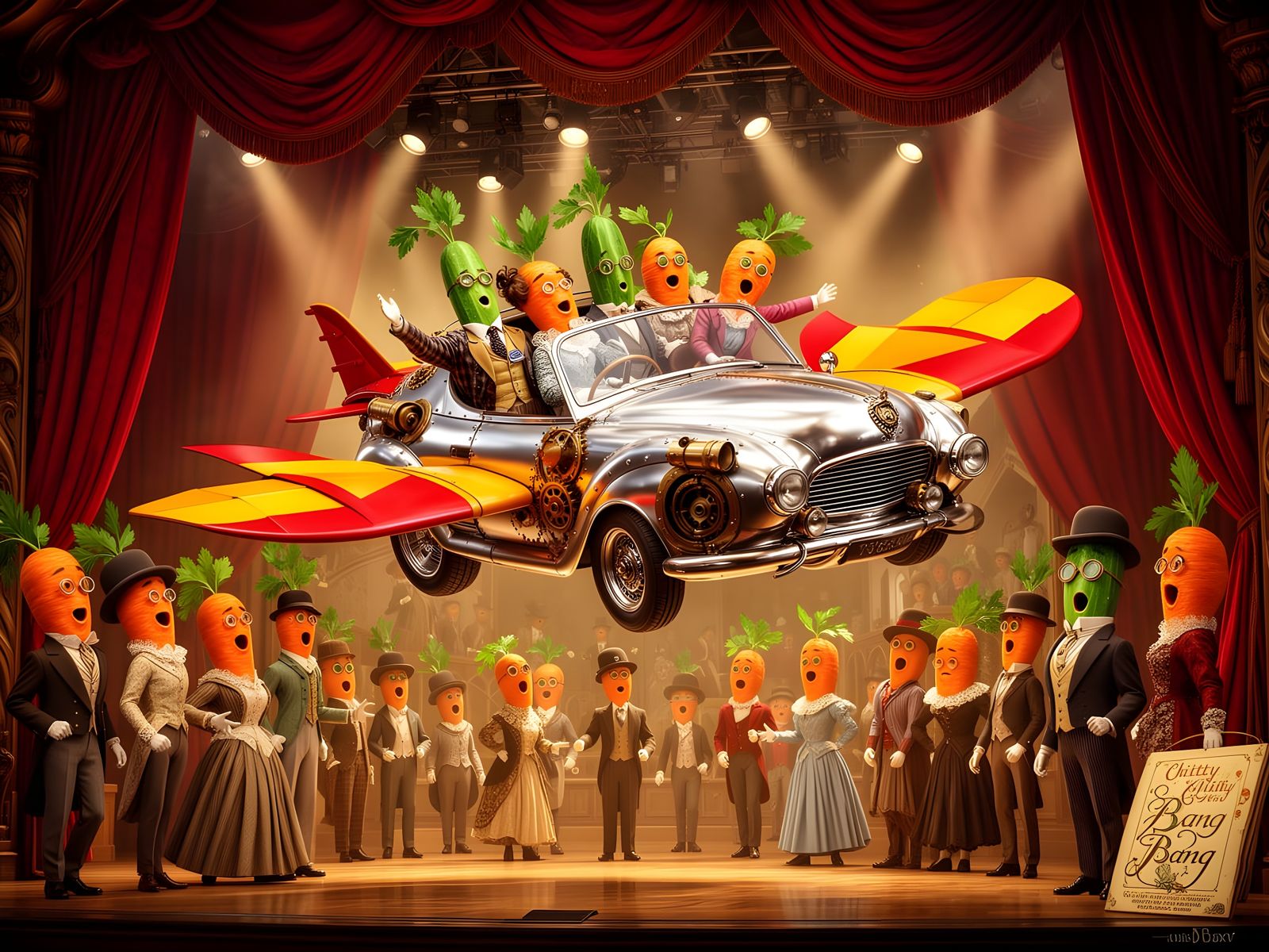 Chitty Chitty Bang Bang Musical with Vegetable Actors
