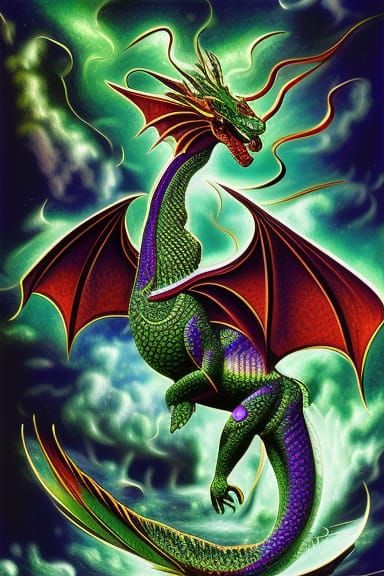 Emerald Dragon Portrait in Fantasy Style