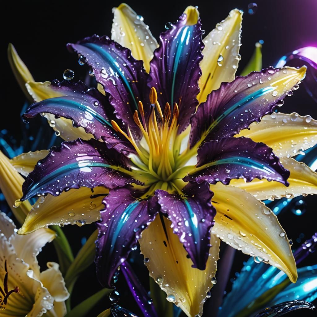 Translucent Glass Portrait in Neon Synthwave Style