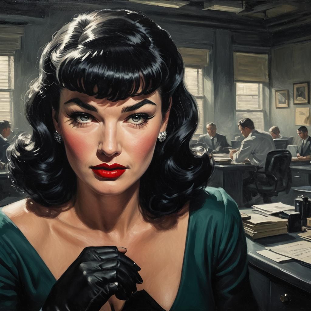 Bettie Page as Film Noir Femme Fatale