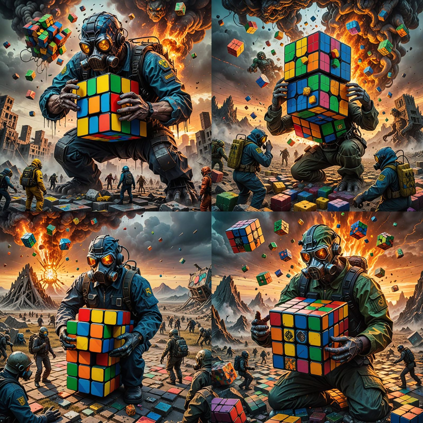 Psychedelic Rubik's Cube in Postapocalyptic Horror