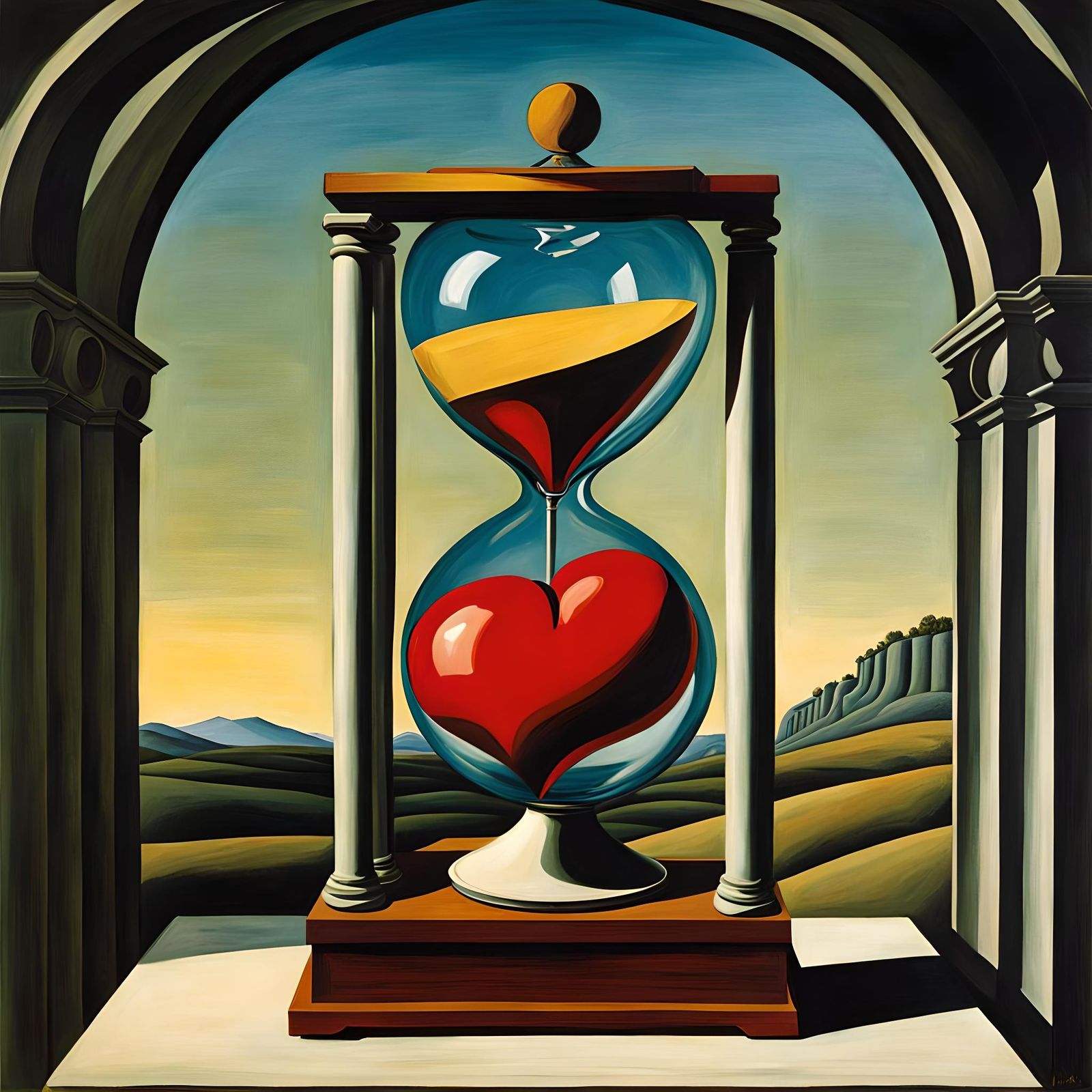 Metaphysical painting by Giorgio de Chirico — “Love is like an hourglass, with the heart filling up as the brain empties...