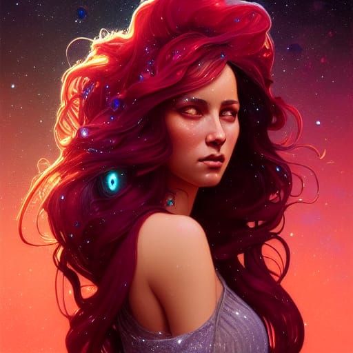Galactic Mars Goddess Portrait in Digital Art Style