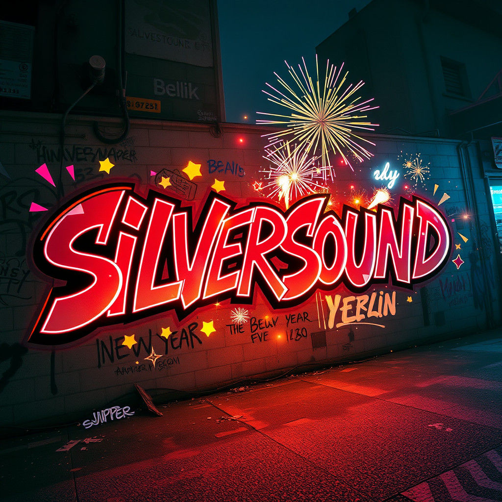 New Year's Eve Graffiti Flyer with Neon Lights