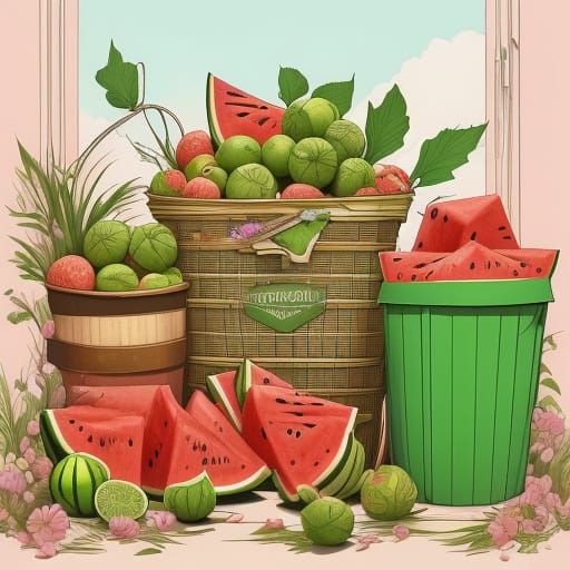 Mice in Watermelon: Whimsical Digital Art