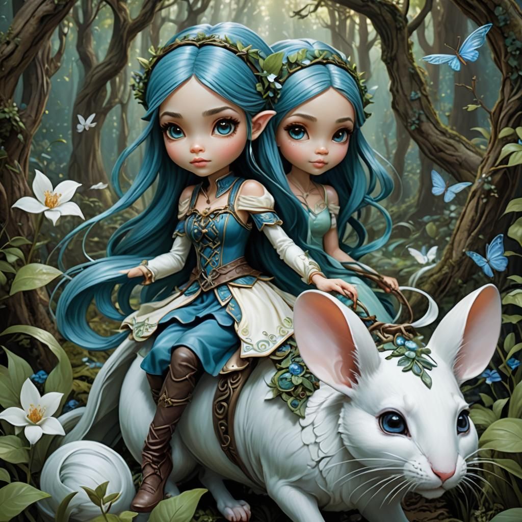 Pixie Wizard Rides Mouse Through Fairy Forest