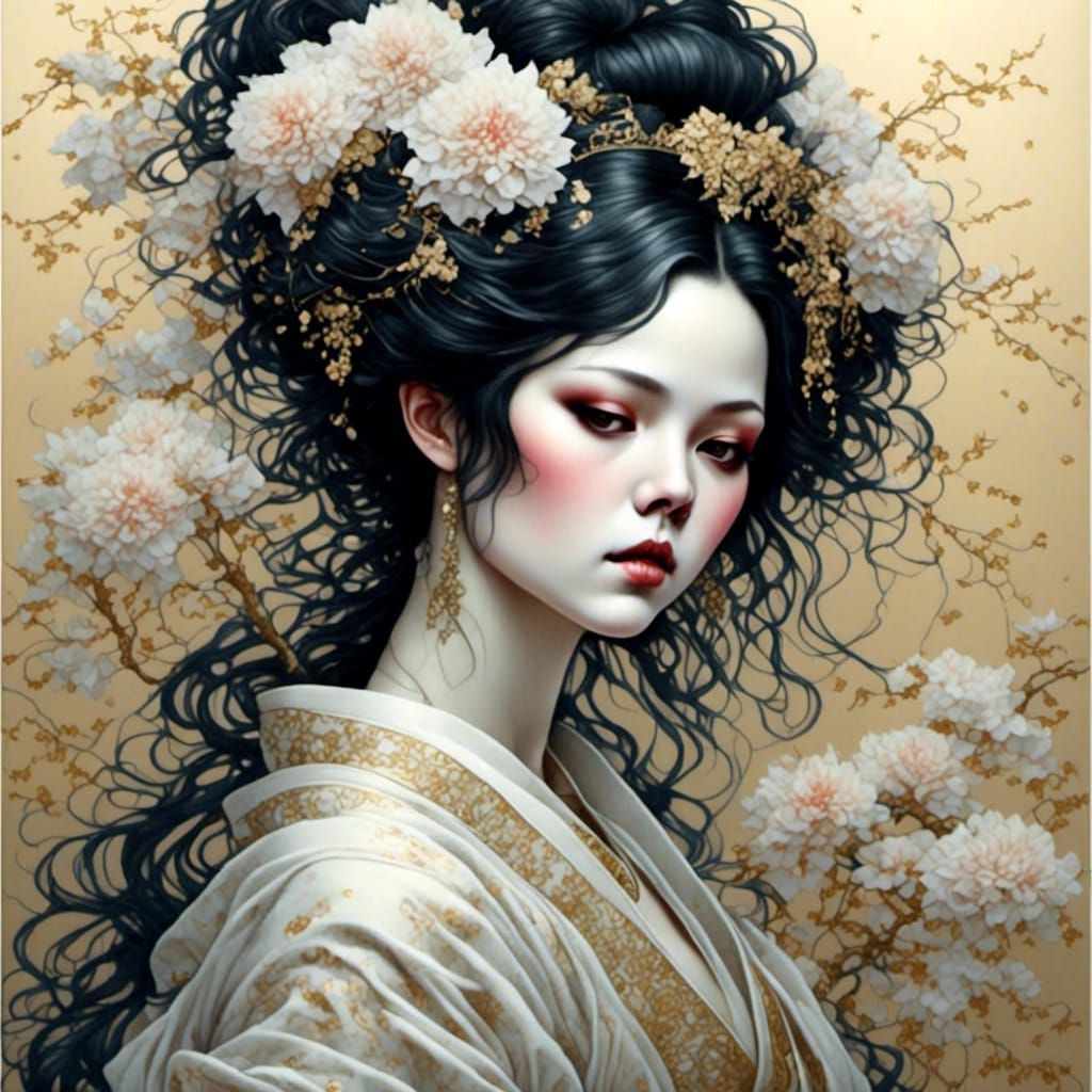 Elegant Geisha Portrait in Japanese Style