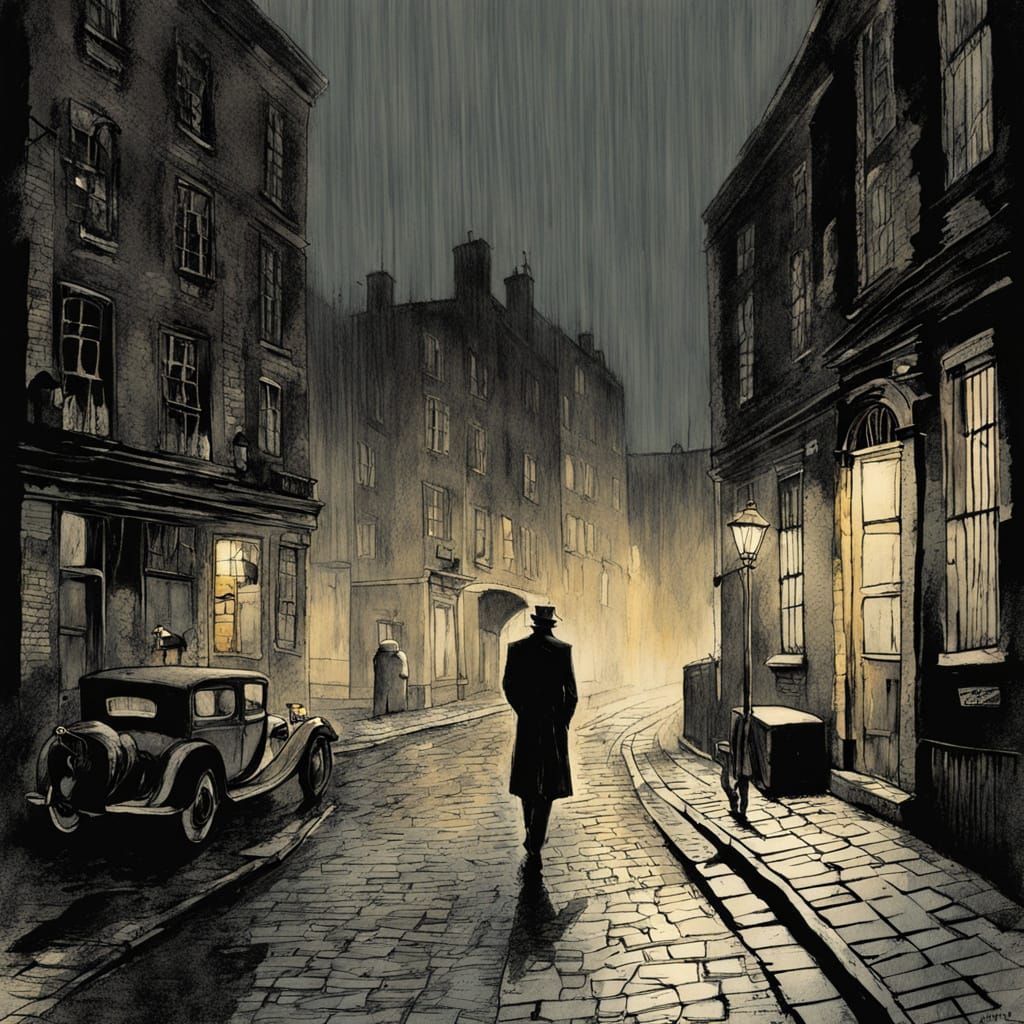 Sherlock Holmes walks along Baker Street, London, visible fr...