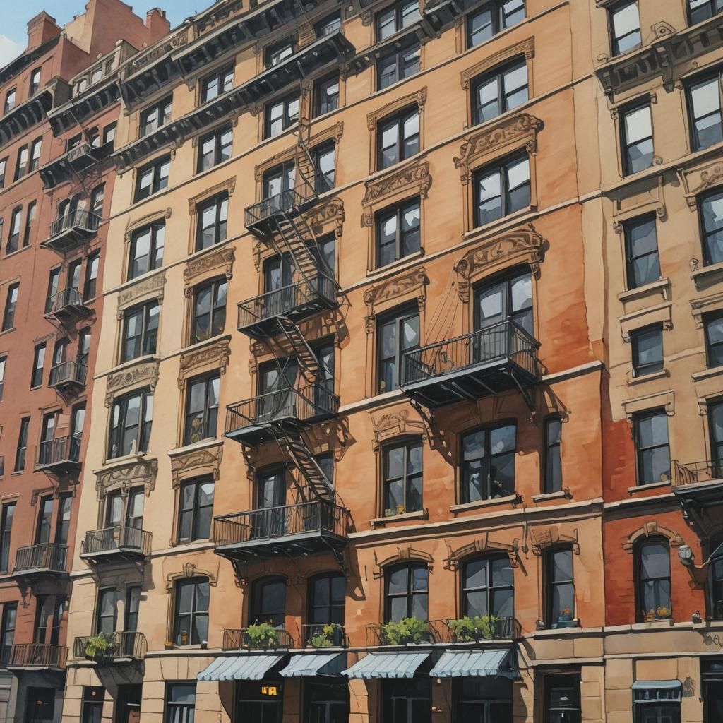 NYC Apartment Gouache Painting, West 81st Street