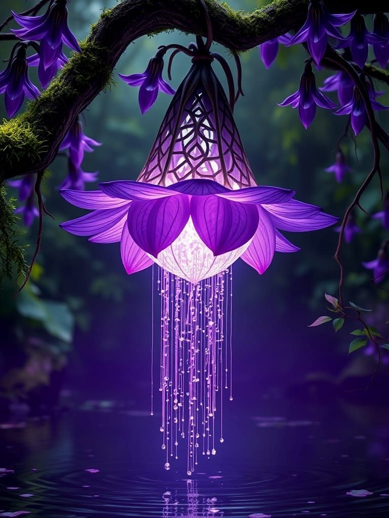 Enchanted, Hyperrealistic Luminous Purple Bloom