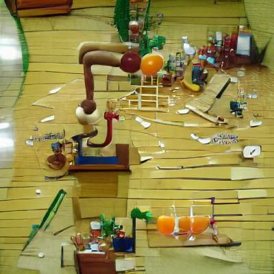 Complex Rube Goldberg Machine Illustration