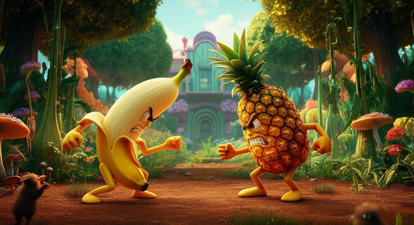 Furious Fruits Confront in Vibrant Vegetable Garden