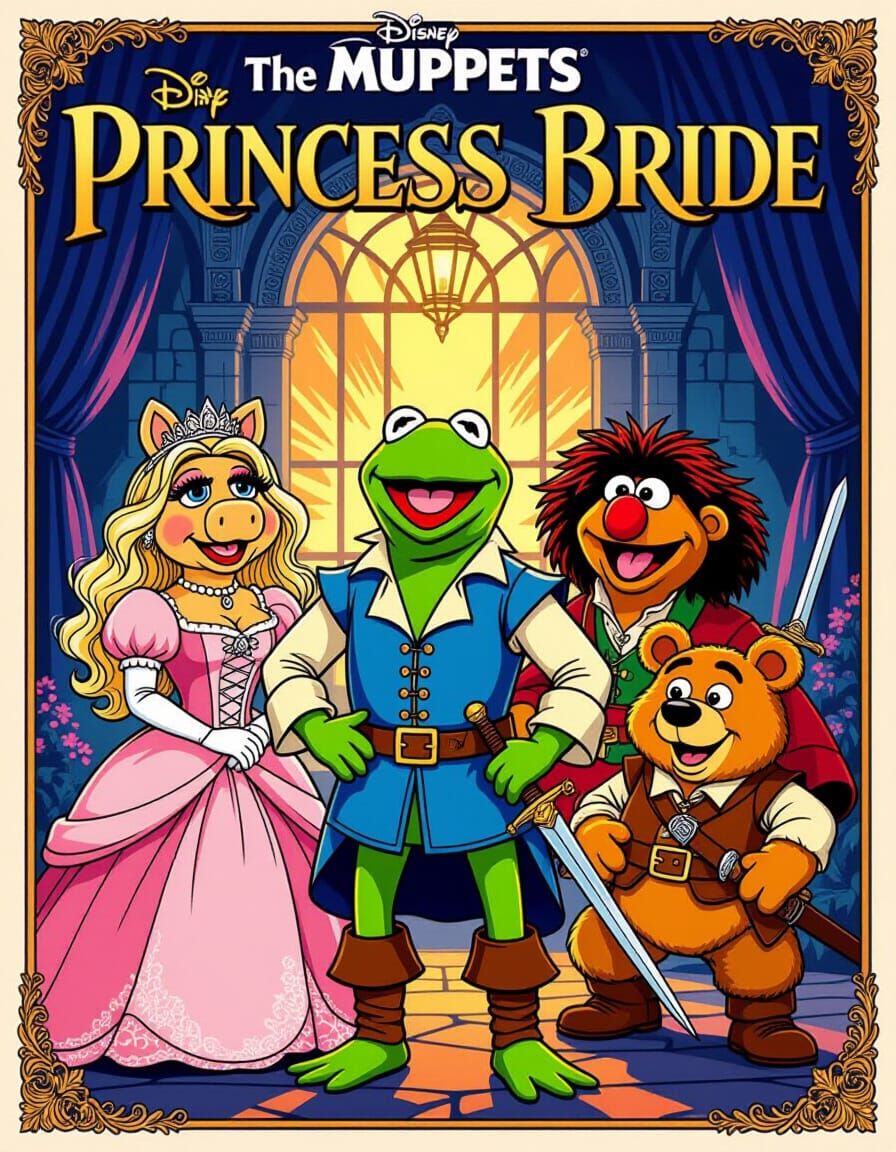Muppets Princess Bride Movie Poster: Kermit & Miss Piggy
