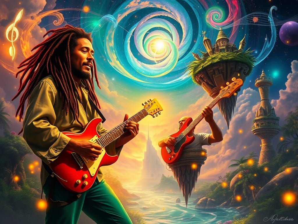 Reggae Icon Performs Under Celestial Skies in Vibrant Fantas...