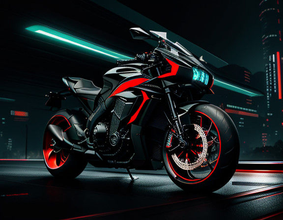 Cyberpunk Motorcycle in Futuristic Armor