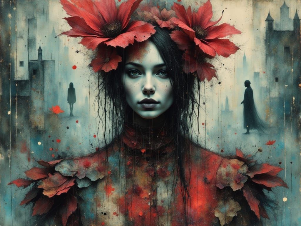 Female Chaos Embodied in Psychedelic Watercolor and Ink