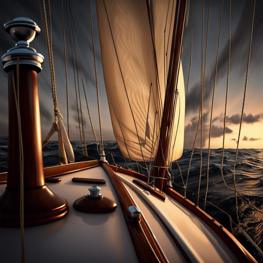 1958 Concordia Yawl on Rough Seas at Night