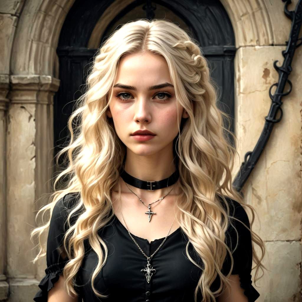 Portrait of a Young Woman in Gothic Style