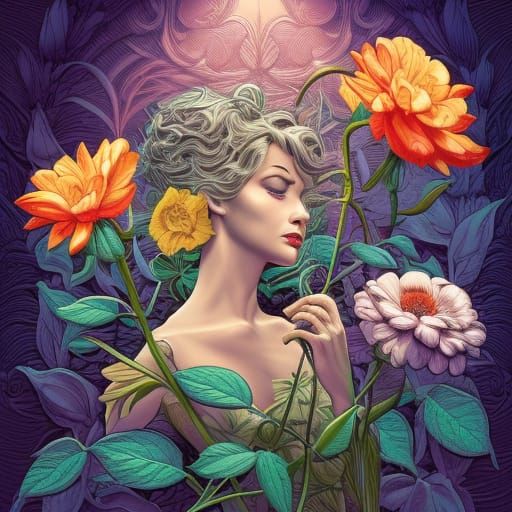 Talking Flowers in Comic Book Style