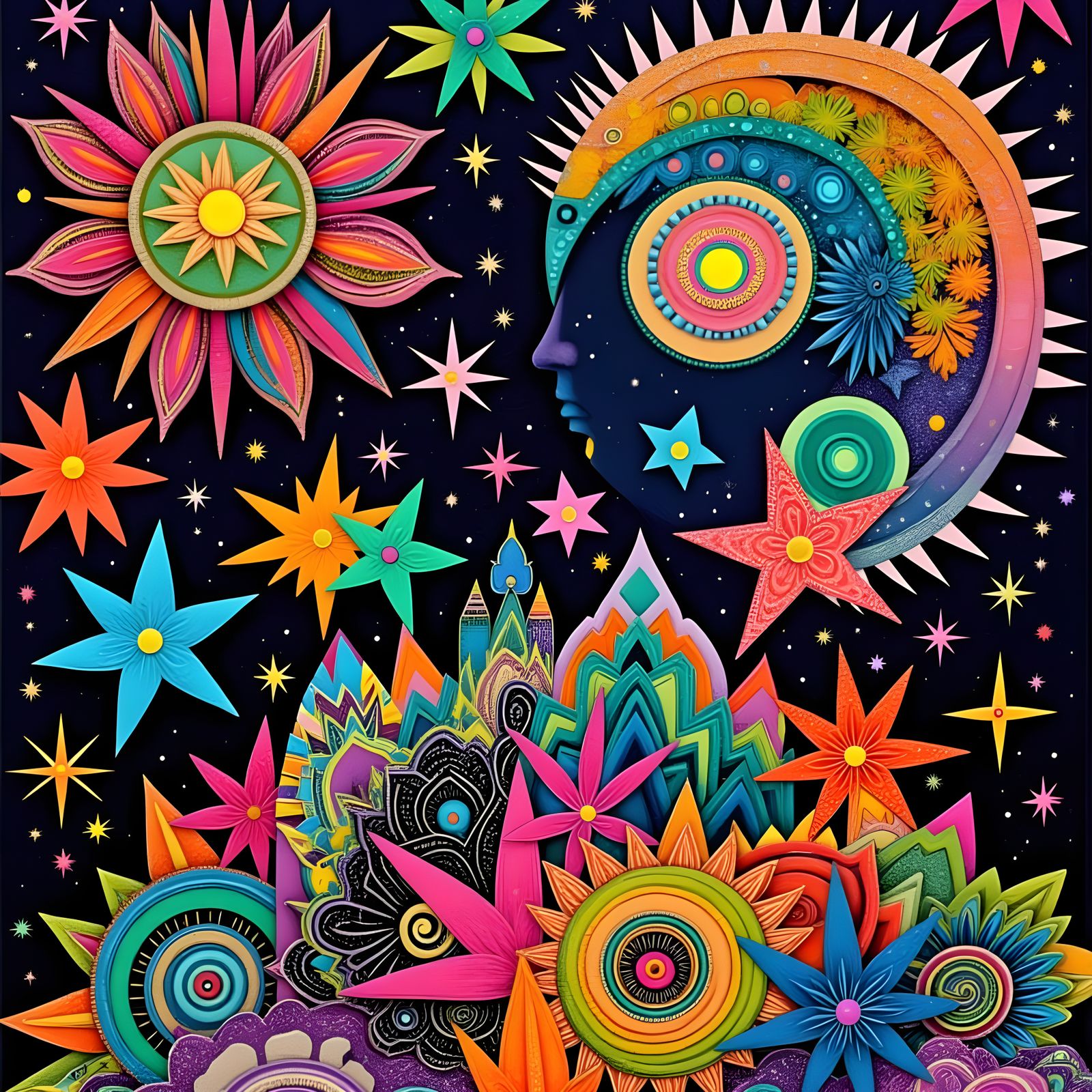 Vibrant Textile Portraits in Whimsical, Art Deco Style