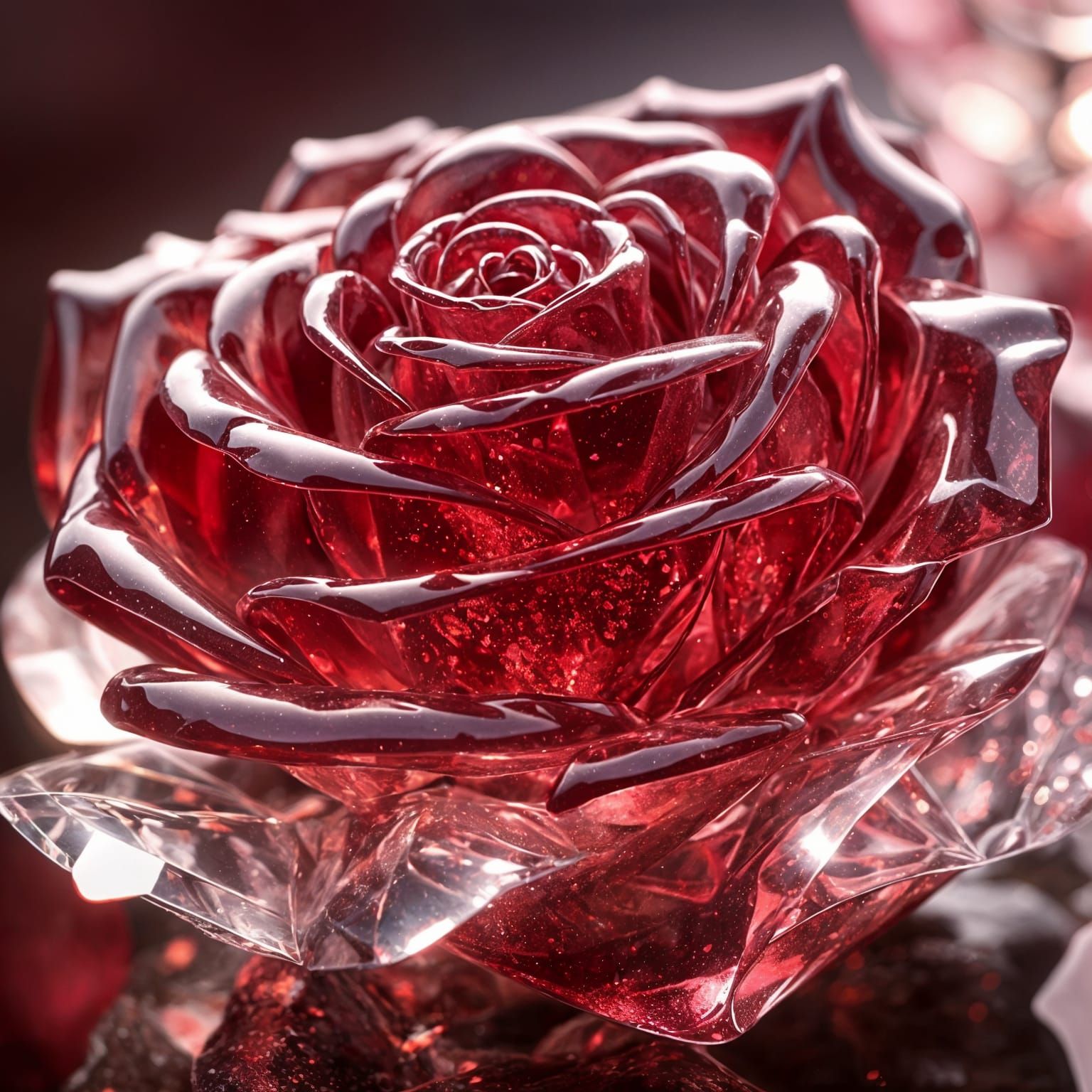 Glass Ruby Rose in Light