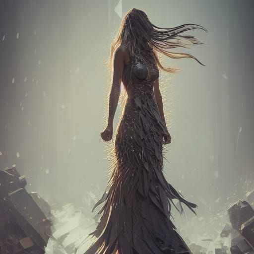 Angry Woman in Spiky Metal Dress: 8K Art