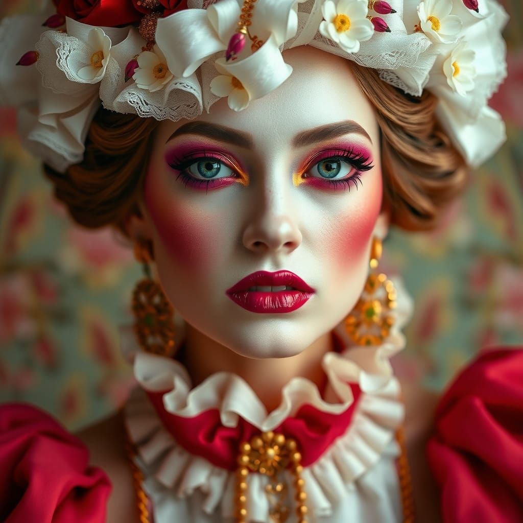 18th Century Fashion with Bold Modern Makeup