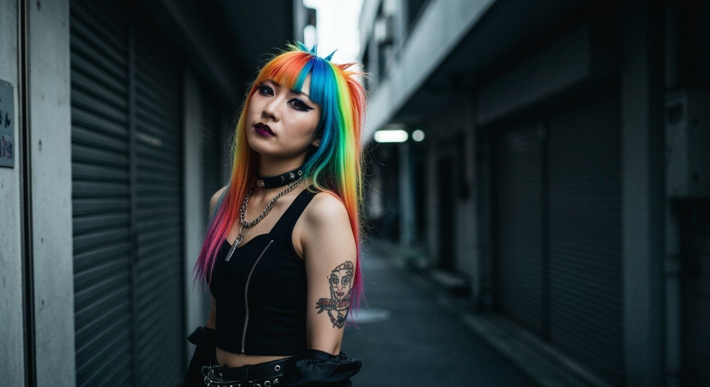 Punk Gyaru Girl in Urban Alleyway Street Photography