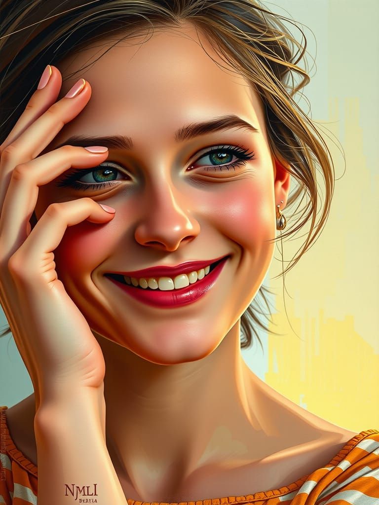 Rosy Cheeked Woman Lost in Thought