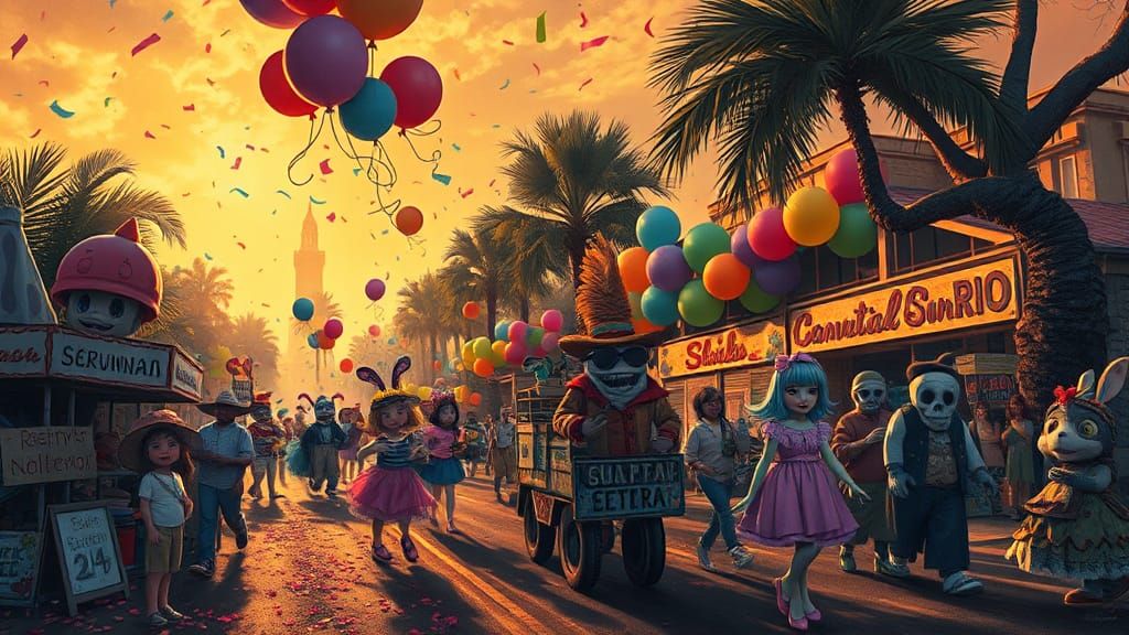 Retro Game Parade in Dreamlike Savannah