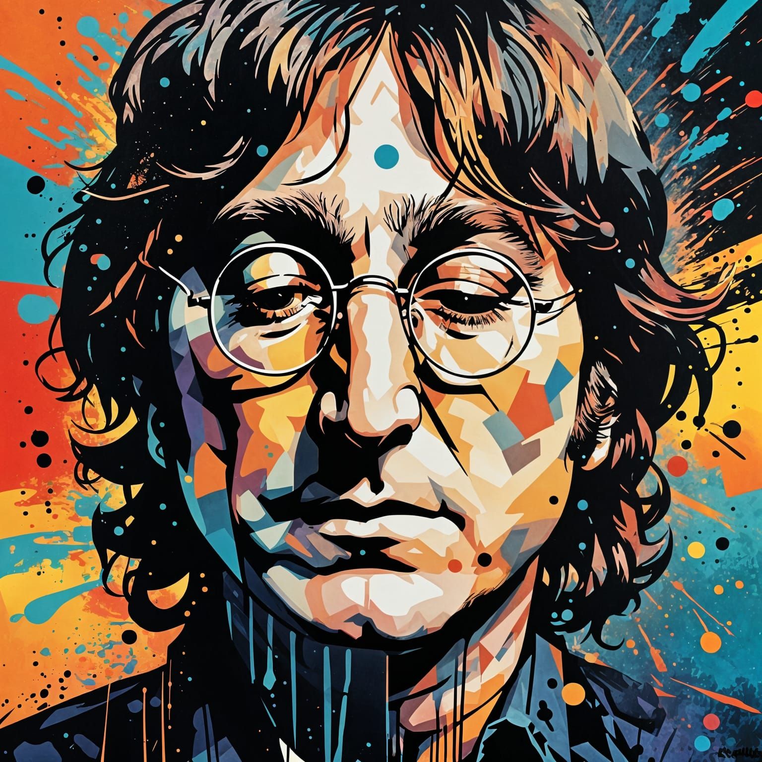 Picasso-esque Ink Splatter Portrait