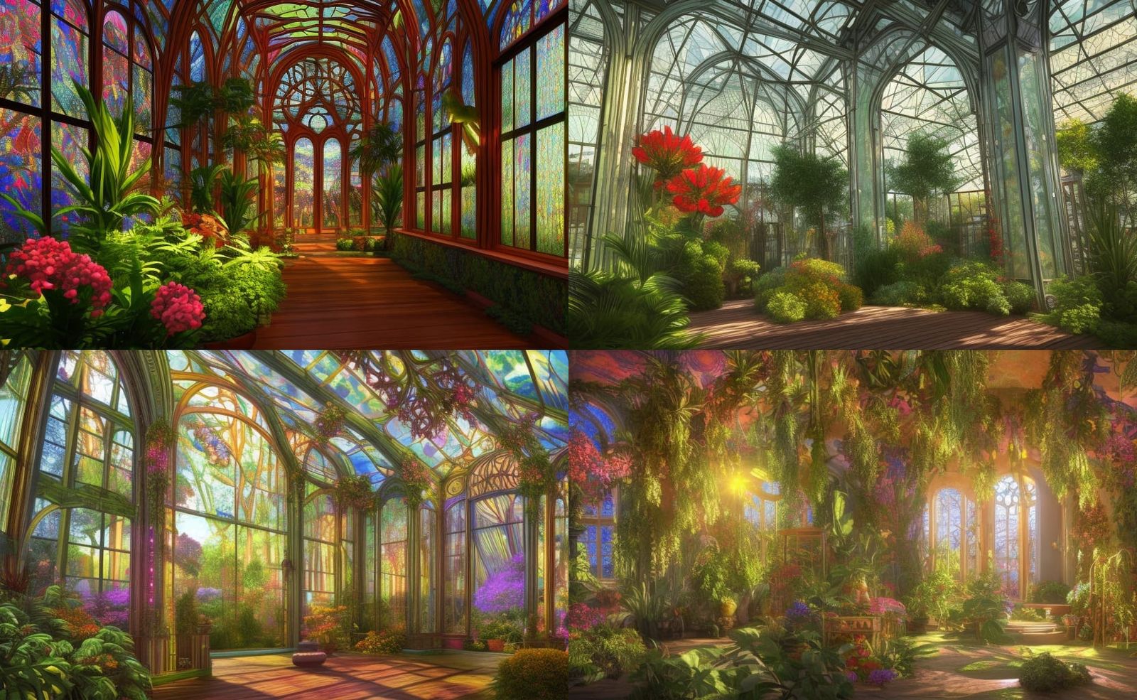 Victorian Conservatory Interior with Stained Glass