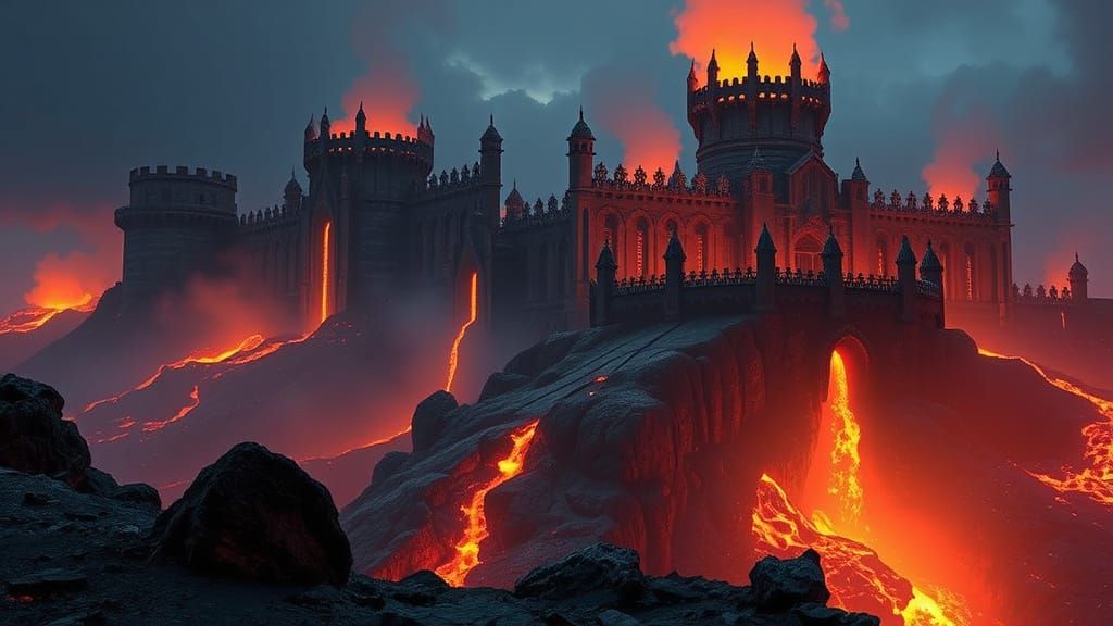 Epic Volcano Fortress Matte Painting