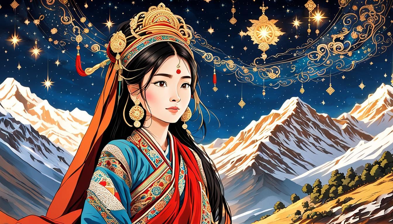 Stunning Tibetan Woman in Traditional Bhutanese Attire