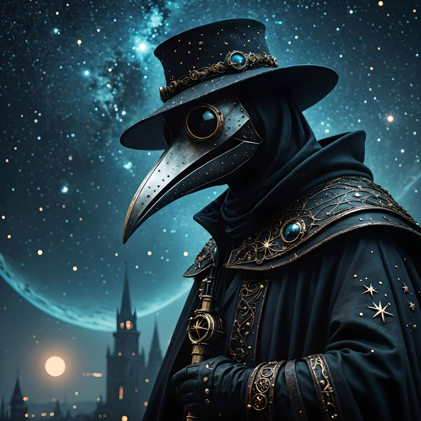 Plague Doctor Among the Stars in Space