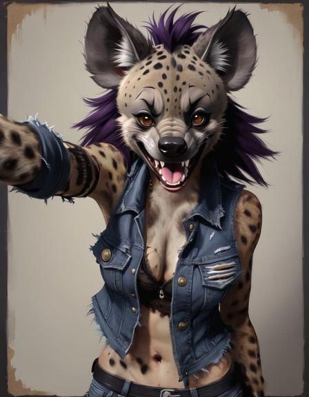 Furry Hyena Selfie in Scuzzpunk Style