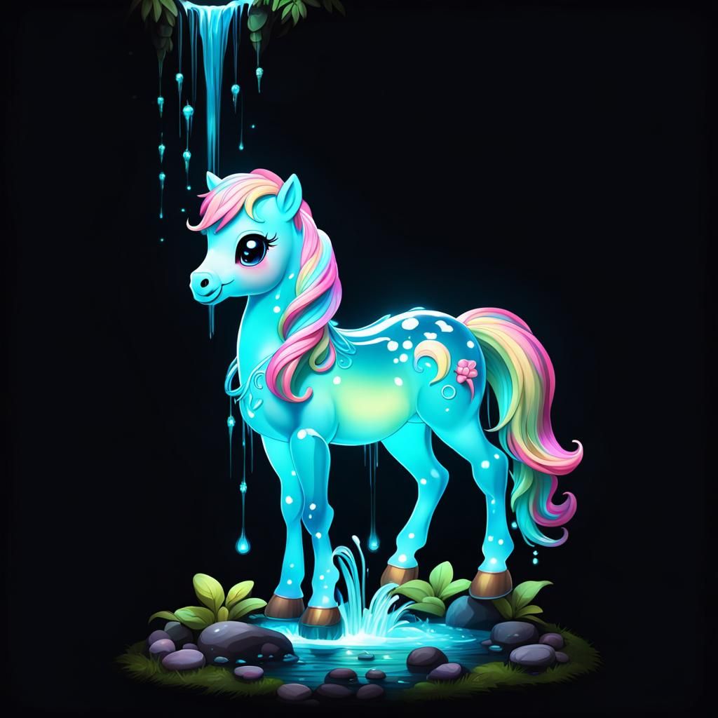 Bioluminescent Chibi Pony in Candy Garden