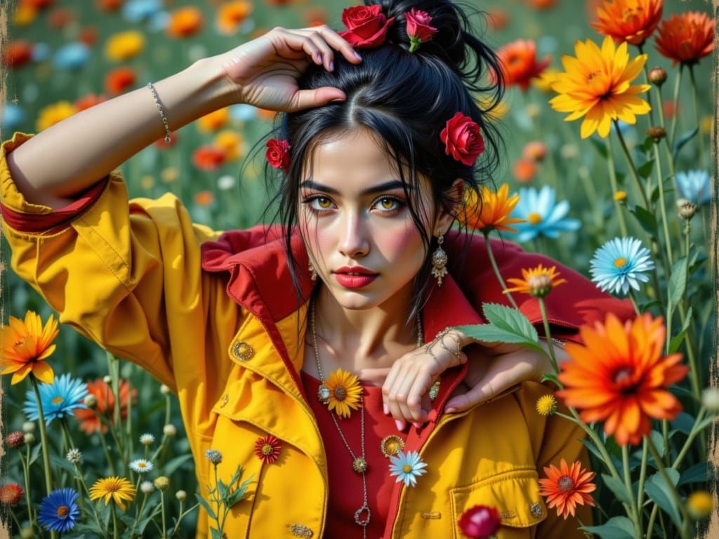 Vibrant Full Body Portrait in Lomography Style