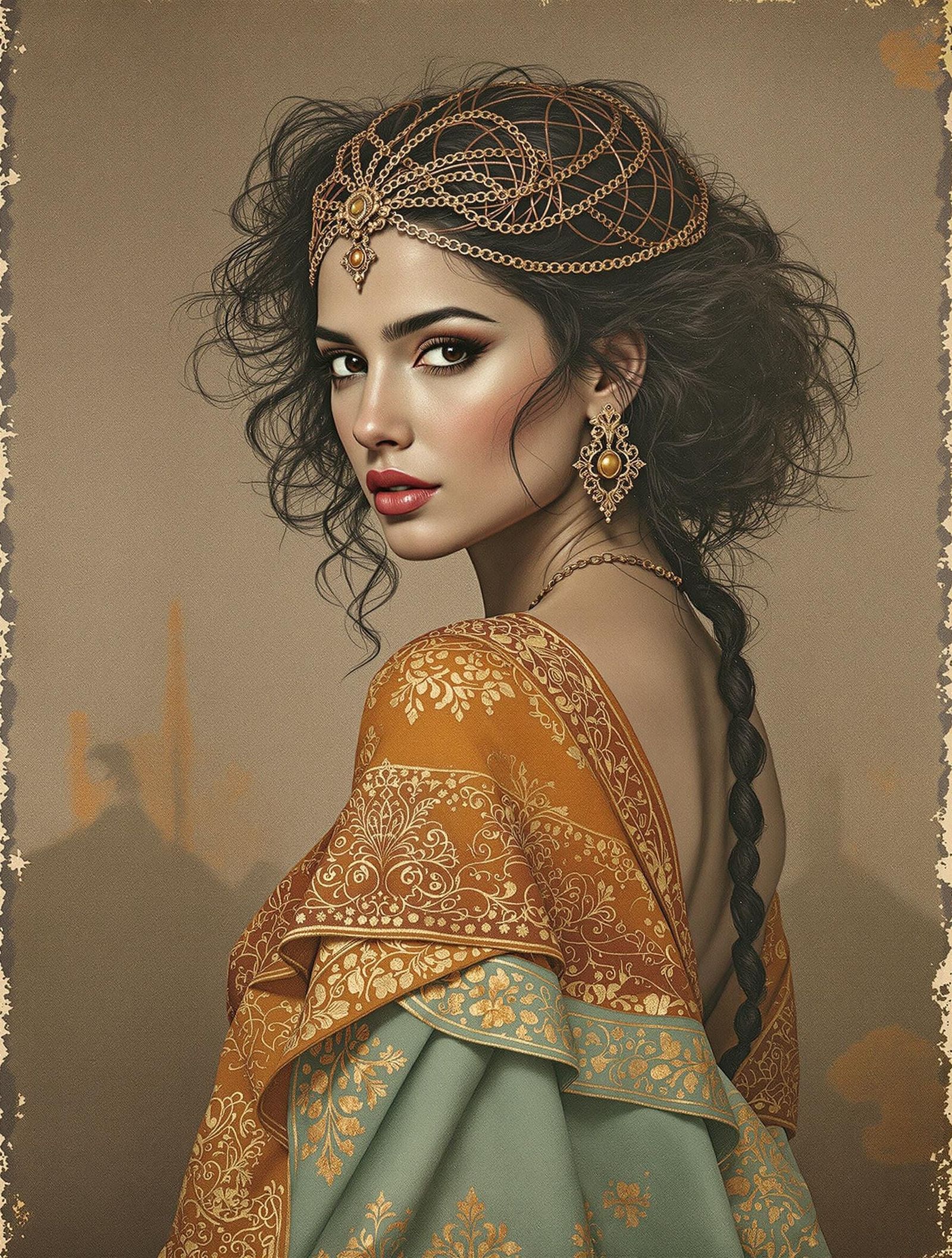 Middle Eastern Woman in Ash-Rose Monotype