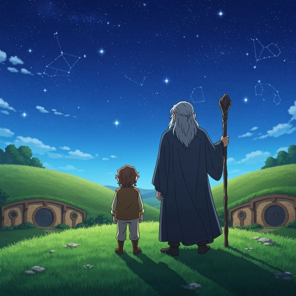 Gandalf and Bilbo Gaze at Starry Shire Sky