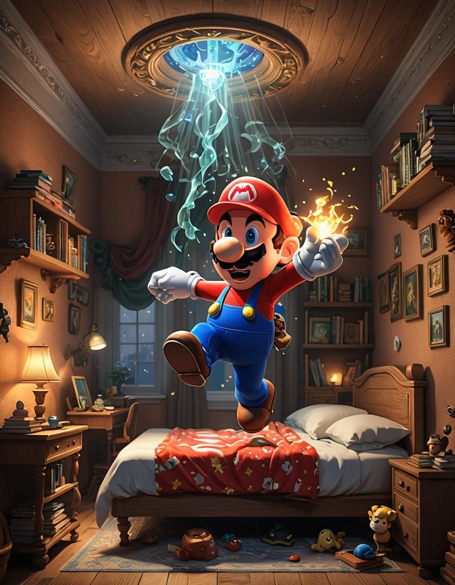 Súper Mario cazando un fantasma
