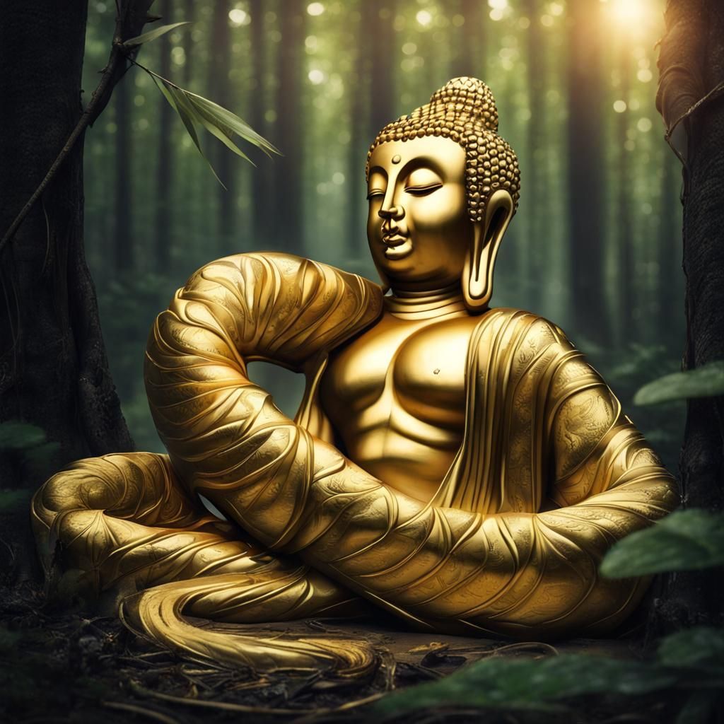 Golden Cobra-Buddha Hybrid in Forest