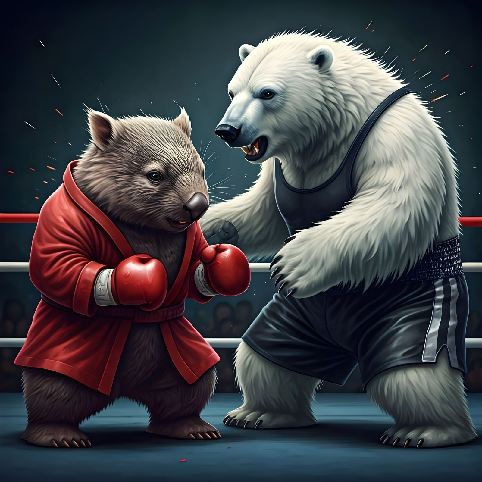 Wombat Versus Viking Polar Bear Boxing Match