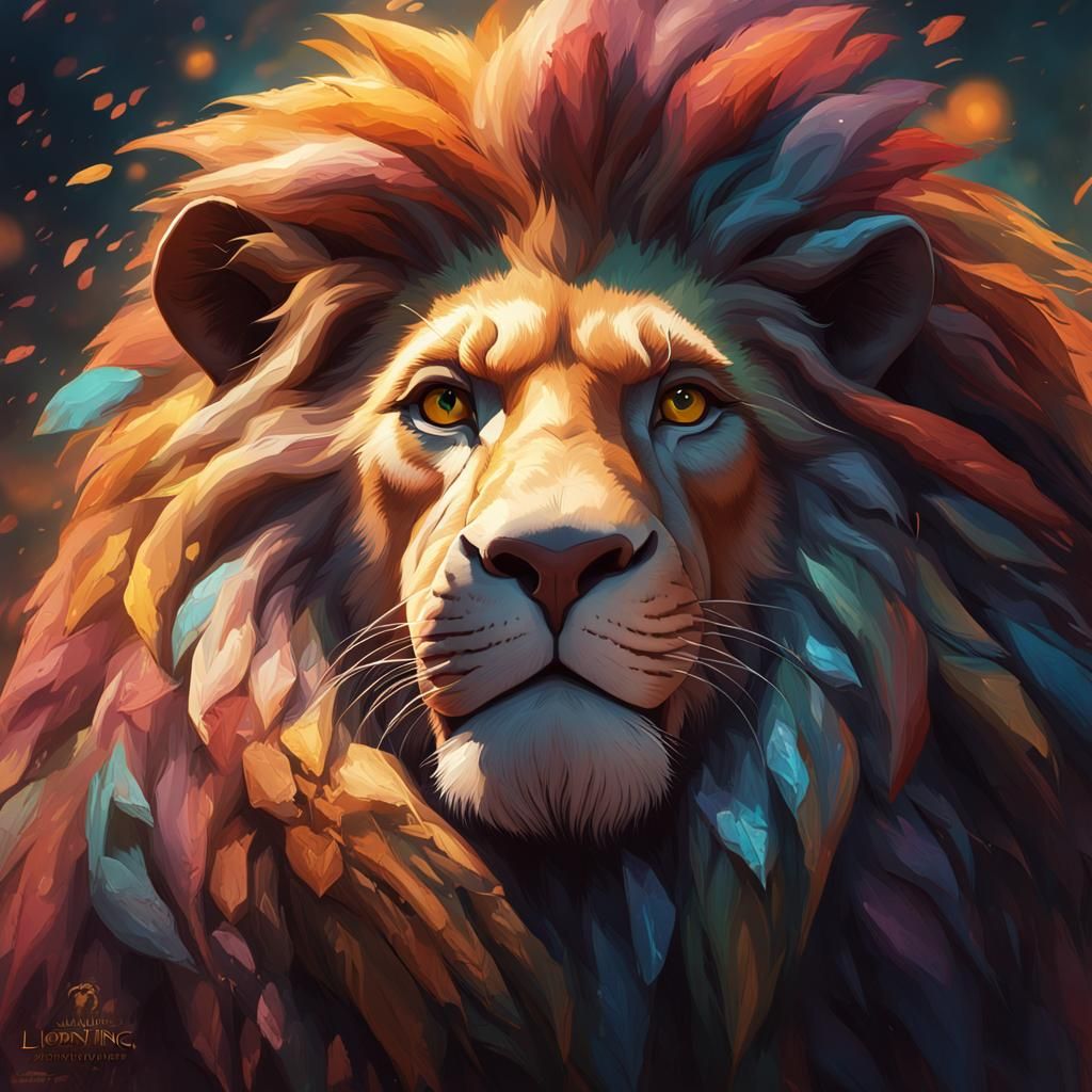 Hyperdetailed Lion Portrait in Art Nouveau Style