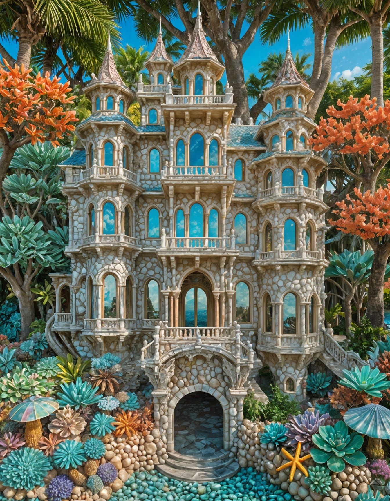 Iridescent Pearl Palace and Coral Treehouse